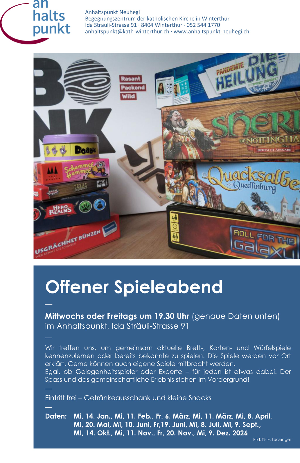 Flyer Spieleabend 2026