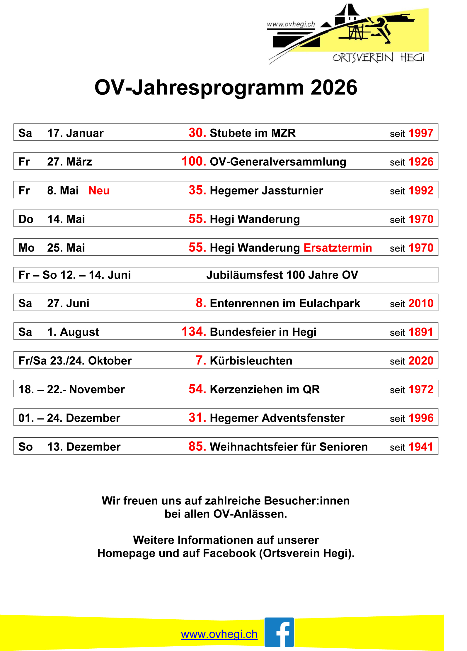 2026 Jahresprogramm
